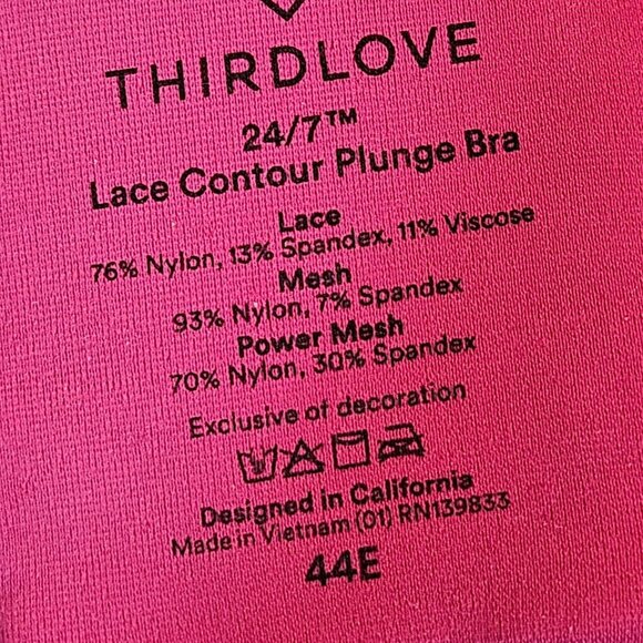 Thirdlove Hot Pink Lace Underwire Bra Full Coverage Womens 44E Sexy Feminine - Picture 14 of 16